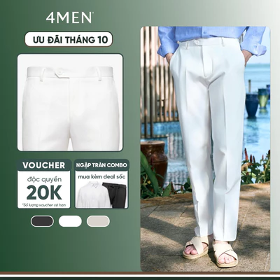 Quần Tây Trang Trí Dây 3 Sọc 4MEN Form Regular QT073 Thoáng Mát, Thanh Lịch