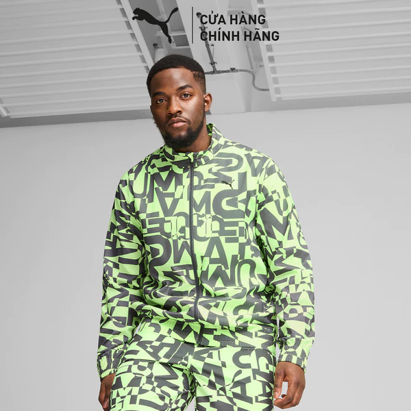 Áo Khoác Tập Luyện PUMA Nam Fit AOP Jacket Galactic Gray Màu Xám