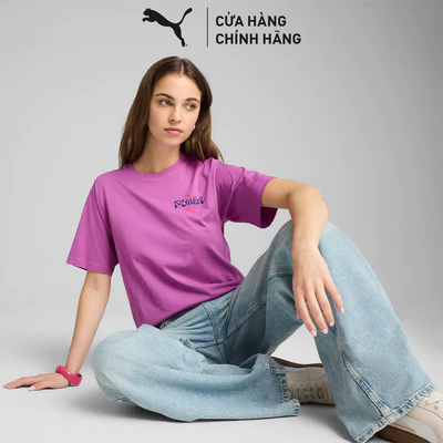 Áo Thun Thời Trang Tay Ngắn PUMA Nữ WARDROBE ESS Graphic Tee Wild Berry Màu Tím