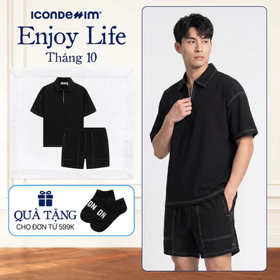 Set Đồ Ngắn Nam ICONDENIM Edgestitch, Vải Dù Form Boxy SEID0105
