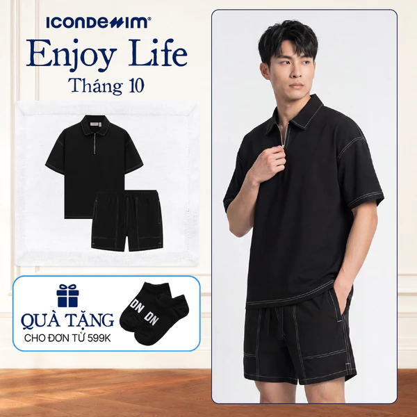 Set Đồ Ngắn Nam ICONDENIM Edgestitch, Vải Dù Form Boxy SEID0105