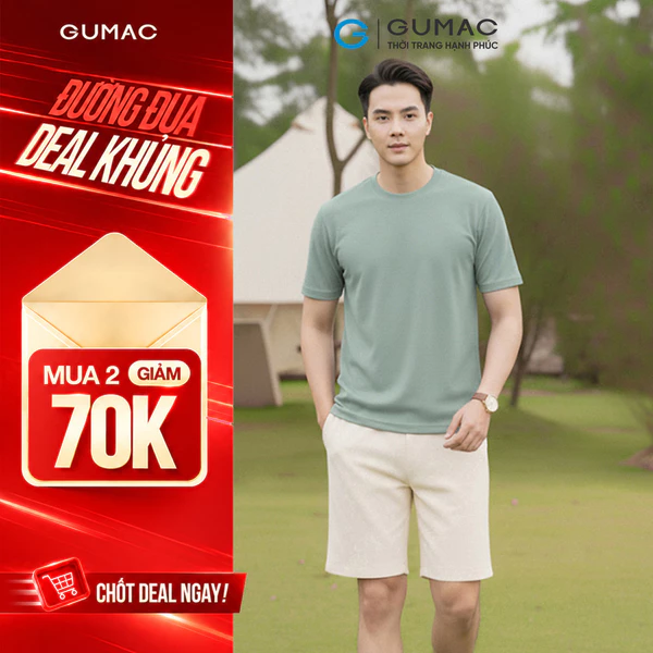 Áo Thun Nam GUMAC Cổ Tròn Form Suông Tay Ngắn Chất Vải Thun Co Giãn 4 Chiều LATNF0914