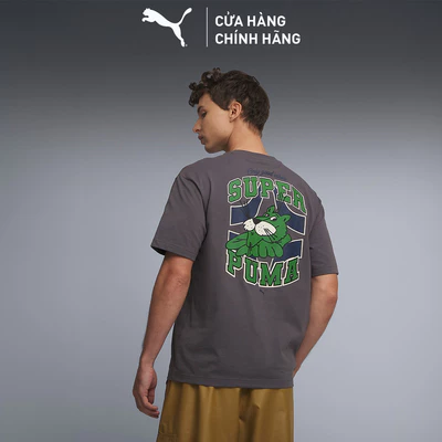 Áo Thun Thời Trang Tay Ngắn PUMA Unisex GRAPHIC Super Pocket T Dusky Gray Màu Xám