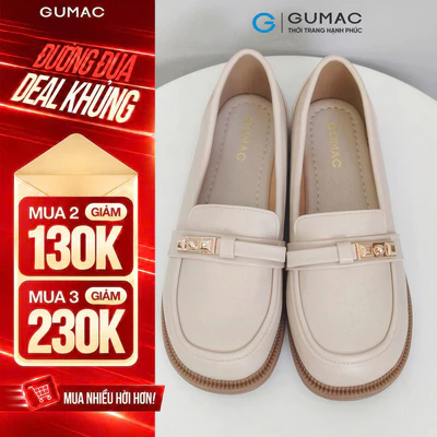 Giày Nữ GUMAC Búp Bê Đế Bệt Mũi Tròn Phối Khóa Dễ Mang Dễ Phối Đồ GF12006