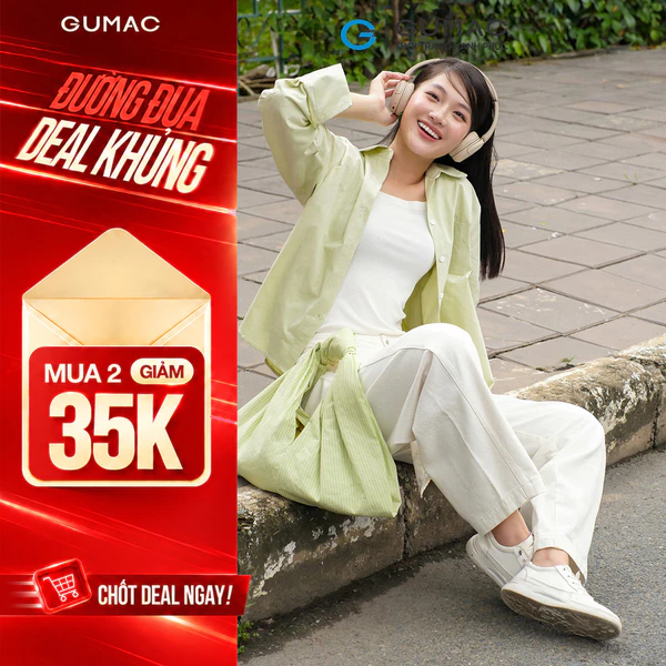 Áo sơ mi nữ Gmorning - GUMAC suông rộng tay dài cổ bâu tròn cotton mềm mát  YAF06027