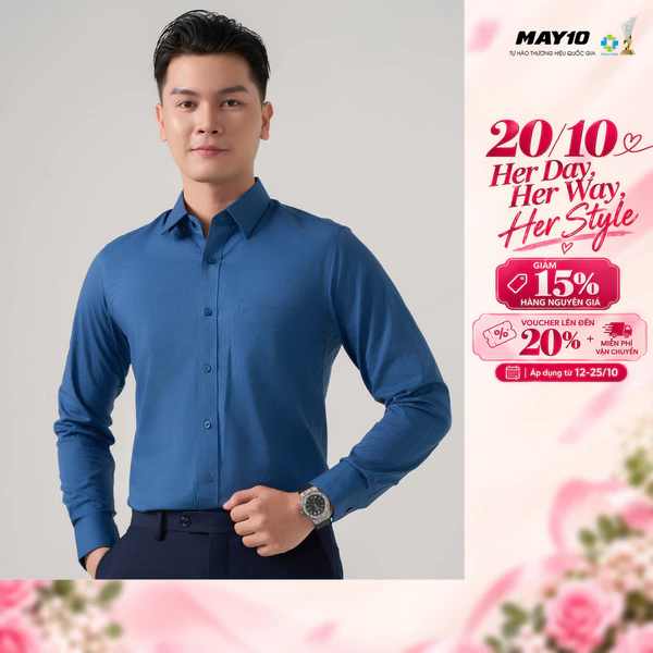 Áo Sơ mi nam dài tay May10 form RegularFit mã 010125130 AK594