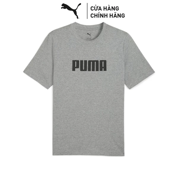 Áo Thun Thời Trang Ngắn Tay PUMA Nam ESS Logo Tee Medium Gray Heather Màu Xám