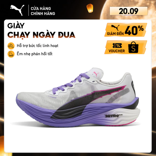 Giày Chạy Bộ PUMA Nữ Deviate Nitro Elite 3 DT WNS White-Dark Amethyst Màu Trắng