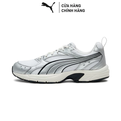 Giày Thể Thao PUMA Unisex Milenio Tech LT White-Silver-Feather Gray Màu Trắng