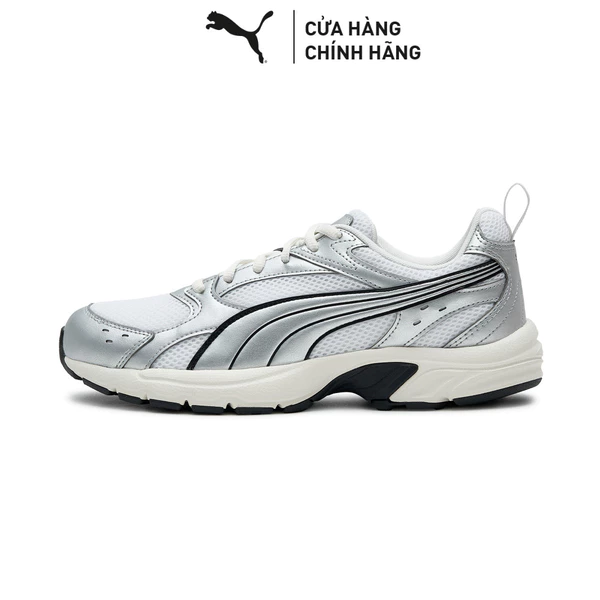 Giày Thể Thao PUMA Unisex Milenio Tech LT White-Silver-Feather Gray Màu Trắng