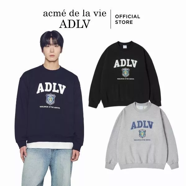 Áo Nỉ ADLV PD dáng oversized màu đen/muối tiêu - Hàng chính hãng
