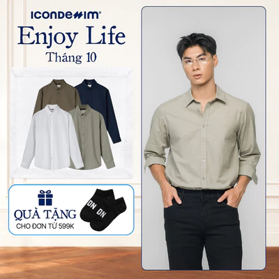 Áo Sơ Mi Linen Nam Tay Dài ICONDENIM Coastal Breeze Form Regular SMID0277