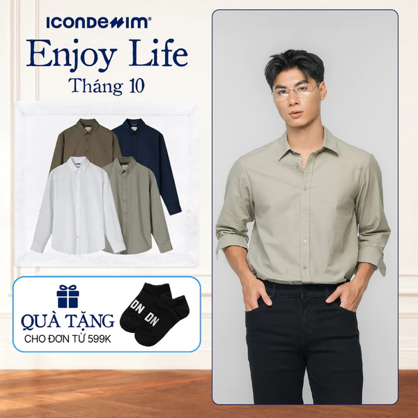 Áo Sơ Mi Linen Nam Tay Dài ICONDENIM Coastal Breeze Form Regular SMID0277