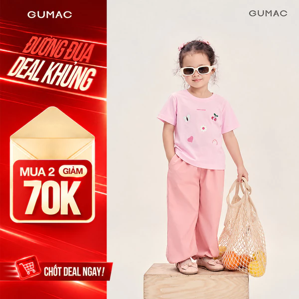 Áo Thun Bé Gái GUMAC Cổ Tròn Tay Ngắn Form Suông In Họa Tiết Thời Trang Dễ Thương ATGG08145
