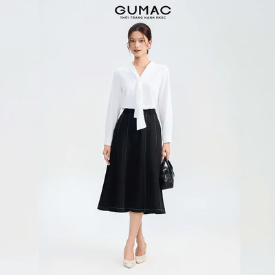 Chân Váy Nữ GUMAC Phom A Xòe Nhẹ Túi Xéo Thanh Lịch VG05054
