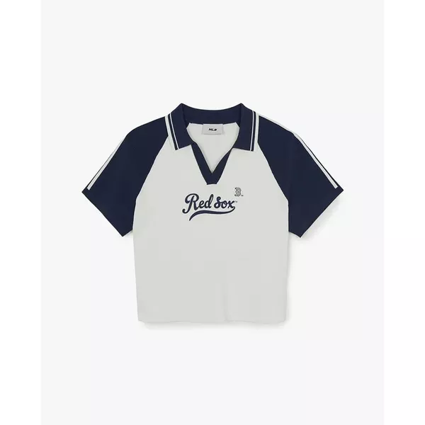 MLB - Áo croptop nữ cổ bẻ tay ngắn Varsity_3FKPV0663-43CRS