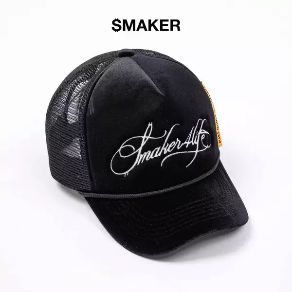 Nón mũ lưỡi trai màu đen chất nhung - $4L TRUCK HAT IN BLACK VELVET