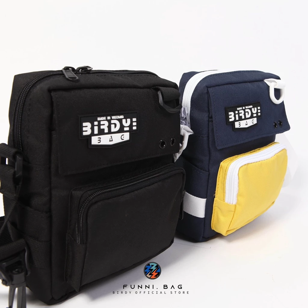 Túi đeo chéo BIRDY nam nữ unisex mini nhỏ gọn màu đen FUNNI BAG VERTICAL