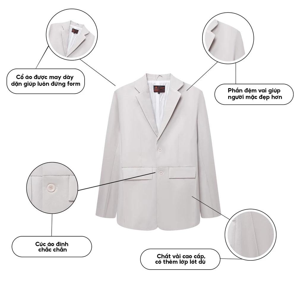 Áo khoác blazer trơn form rộng Basic Blazer HUGU chất vải cao cấp chuẩn form
