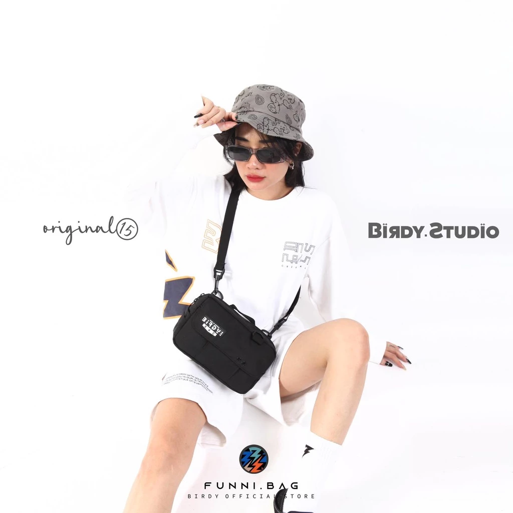 Túi đeo chéo nam nữ unisex mini nhỏ gọn FUNNI BAG HORIZONTAL vải Canvas chống nước thương hiệu Birdybag