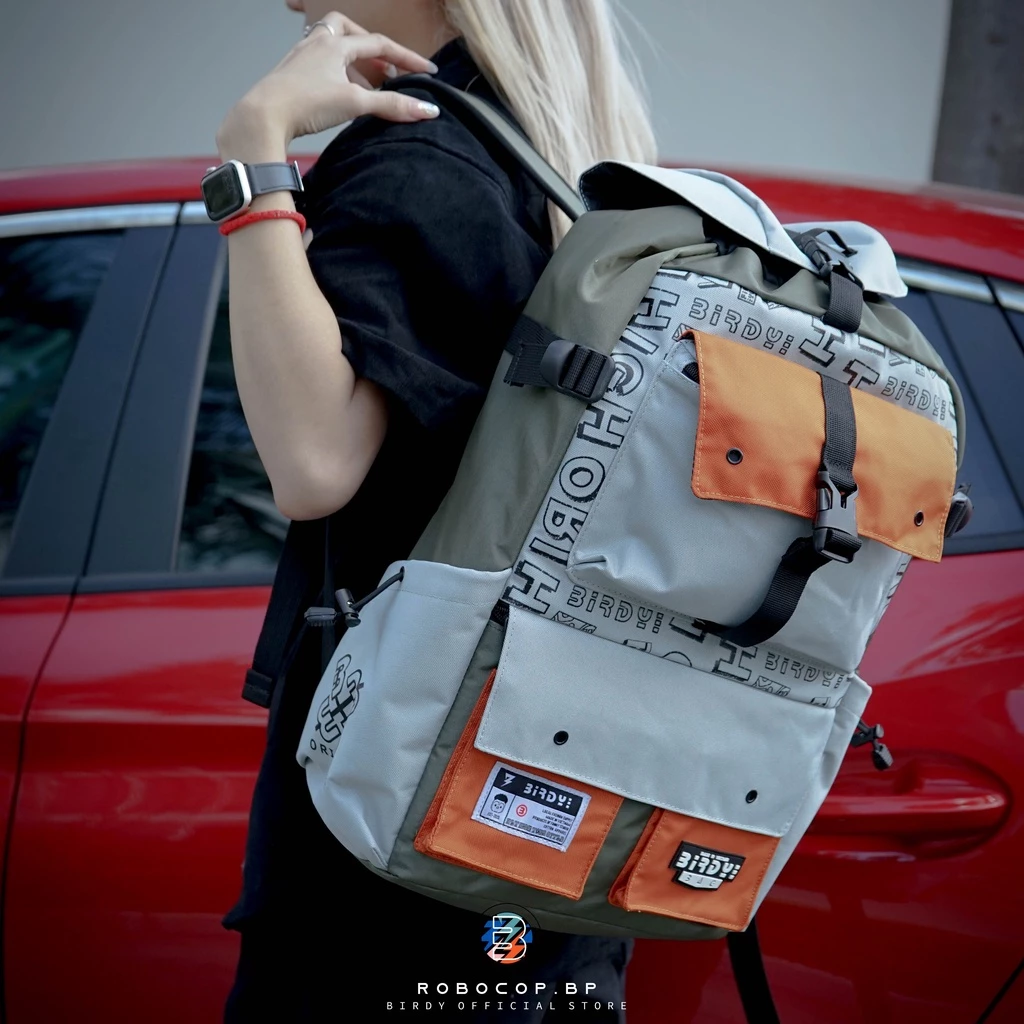 Balo nam nữ màu đen đựng laptop 17inches phối họa tiết camo nam nữ Local Brand BIRDYBAG - Robocop Backpack Unisex