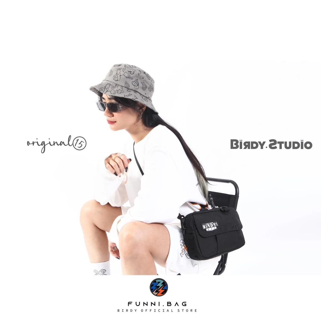 Túi đeo chéo nam nữ unisex mini nhỏ gọn FUNNI BAG HORIZONTAL vải Canvas chống nước thương hiệu Birdybag