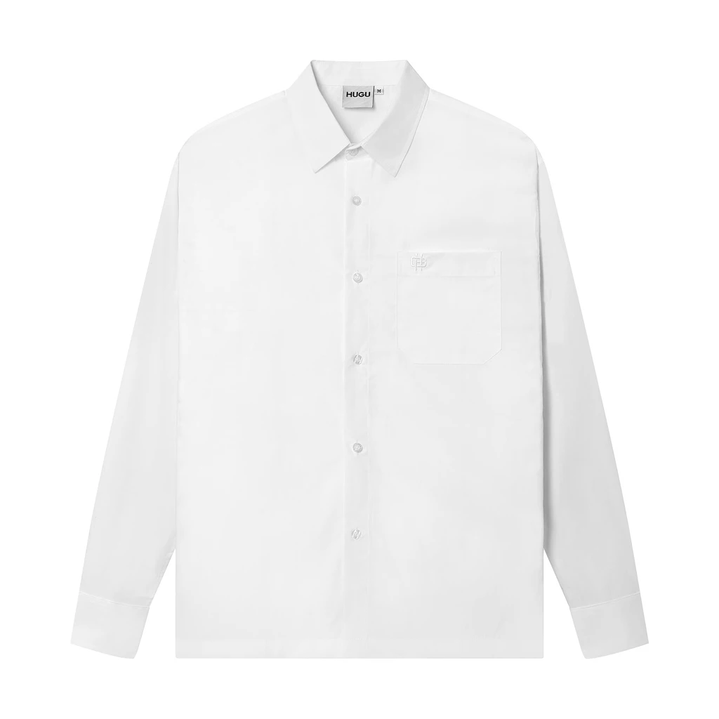Áo sơ mi tay dài thêu logo HUGU - BASIC LONG SLEEVE SHIRT - Chất vải ford kate cao cấp thoáng mát - unisex