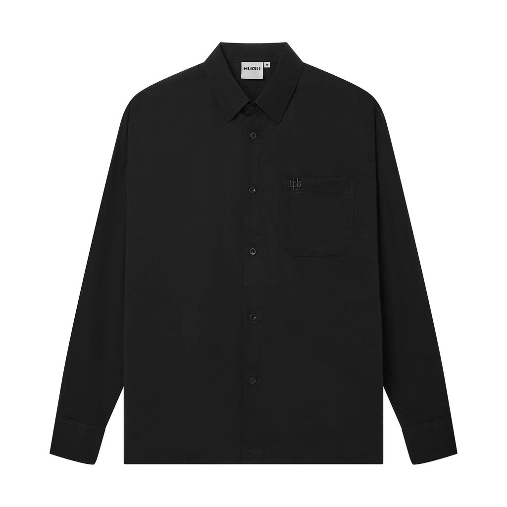 Áo sơ mi tay dài thêu logo HUGU - BASIC LONG SLEEVE SHIRT - Chất vải ford kate cao cấp thoáng mát - unisex