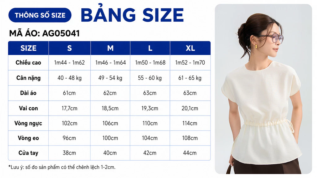 Áo Kiểu Nữ GUMAC Form Suông Siết Eo Tay Liền Che Tay Thoải Mái Mùa Hè AG05041