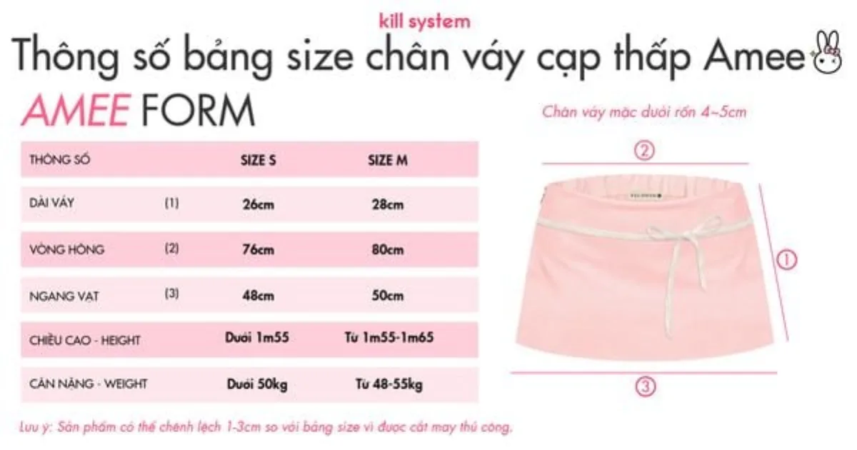 Chân váy cạp thấp AMee dây nơ Kill System