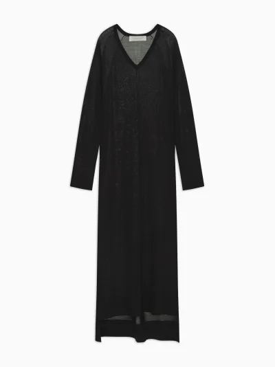 “Áo Dài” Inspired V-Neck Dress in Knitted Silk