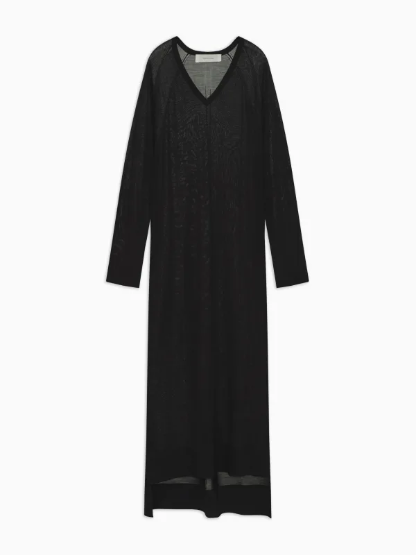 “Áo Dài” Inspired V-Neck Dress in Knitted Silk