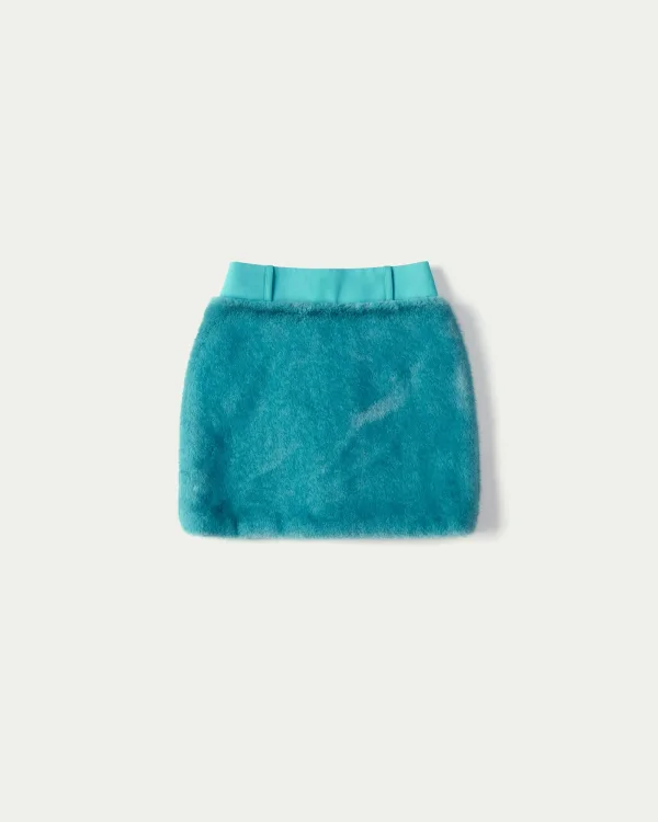 Betel Leaf Fur Hight-waist Mini Skirt