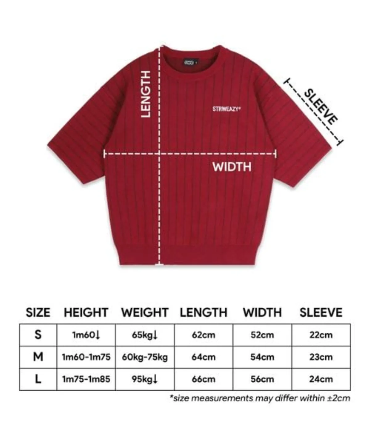 ÁO SWE PINSTRIPE KNIT TEE – RED