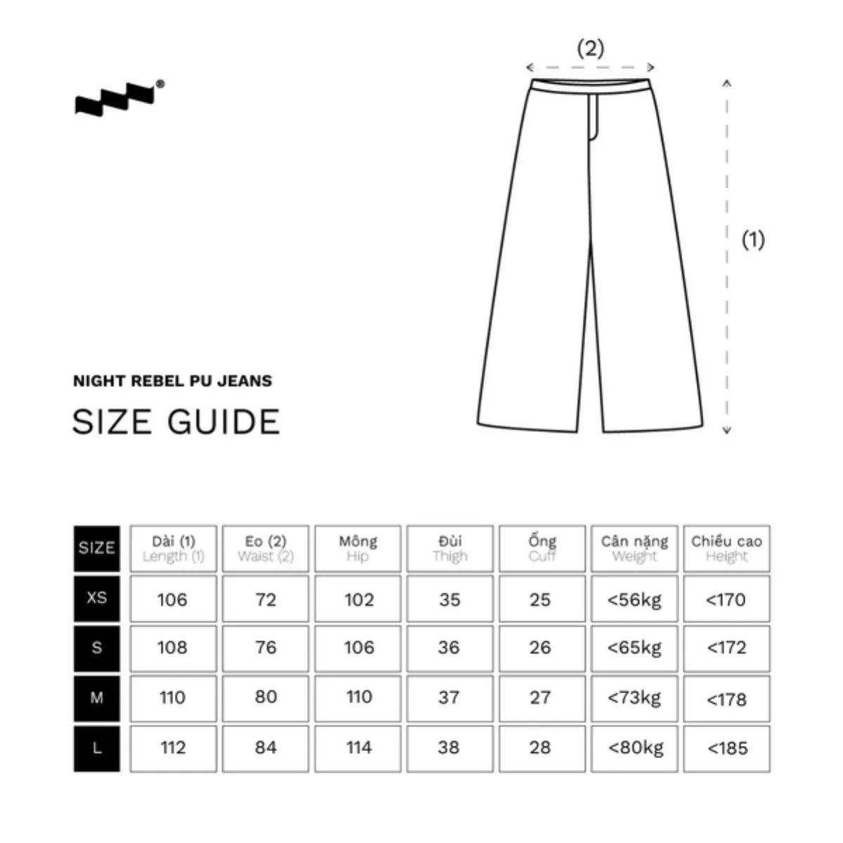 Quần Jeans Ống Rộng Unisex LIDER NIGHT REBEL PU JEANS