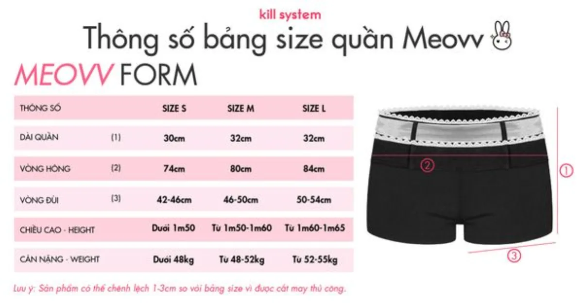 Quần Short cạp thấp MEOVV kèm ruy băng nơ - Killsystem