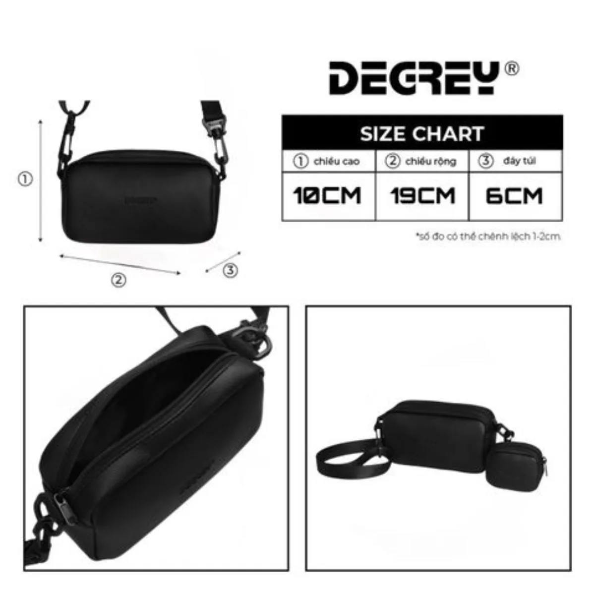 Túi da simili Degrey đeo chéo bag thiết kế thời trang nam nữ