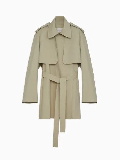 Carmy Split Trench Coat in Heavy Cotton