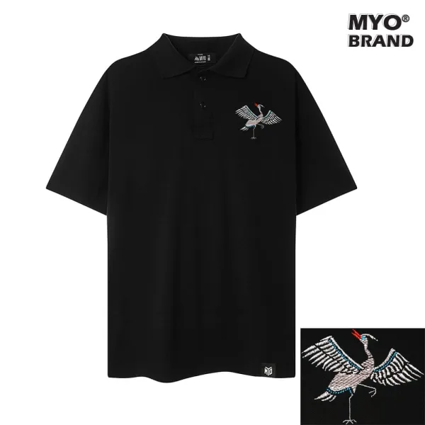 Áo Polo Form Rộng MYO Thêu Hình Hạc P014