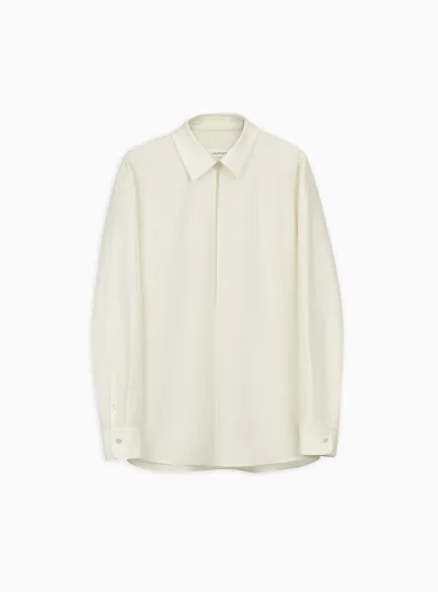 Lou Front-Split Shirt in Silkwool