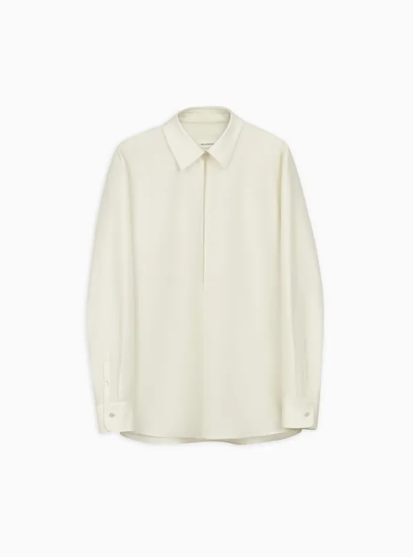 Lou Front-Split Shirt in Silkwool