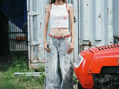 Áo tanktop nữ vải in. Fitted cropped
