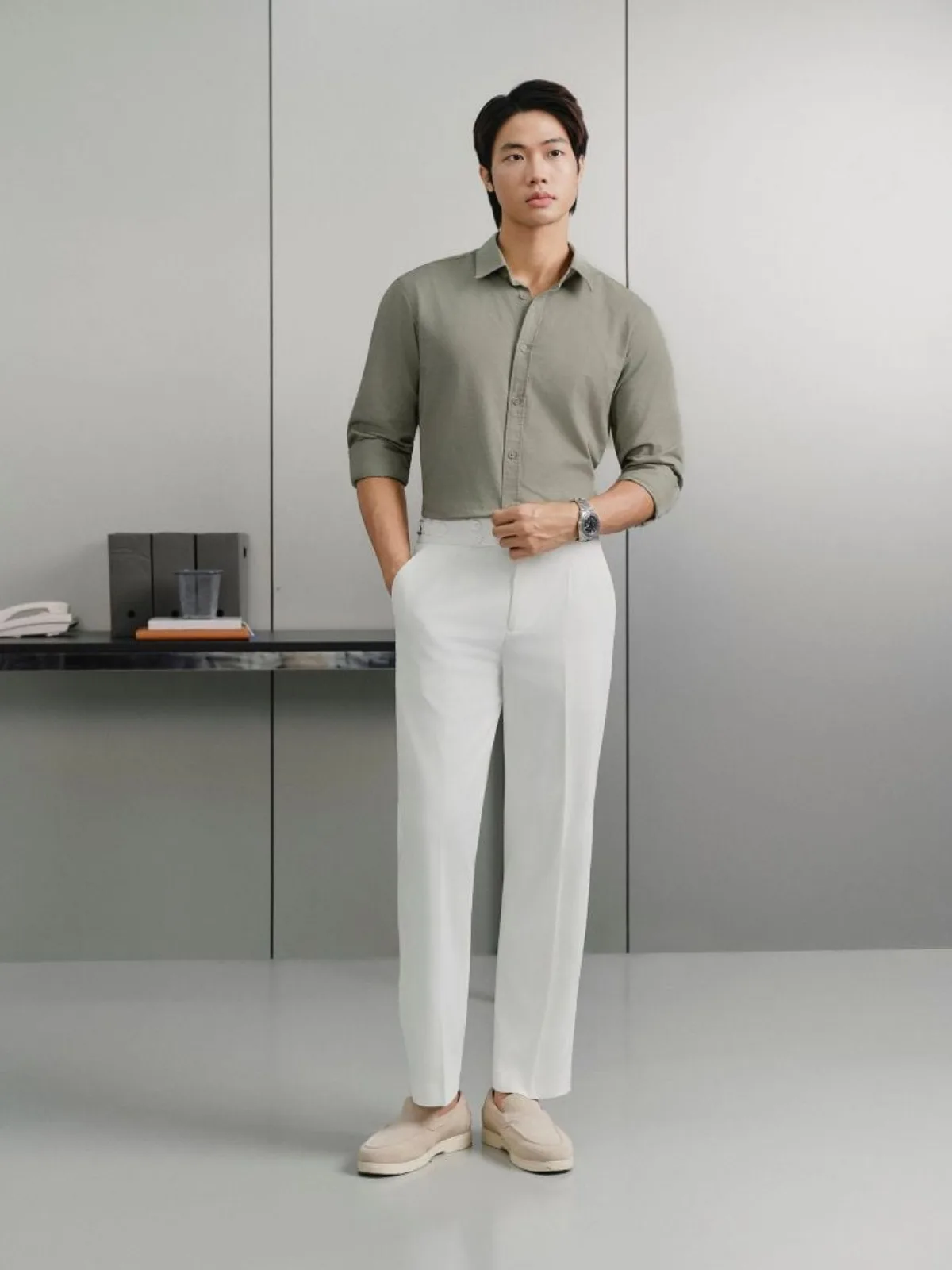 Áo Sơ Mi Linen Nam Tay Dài ICONDENIM Coastal Breeze Form Regular SMID0277
