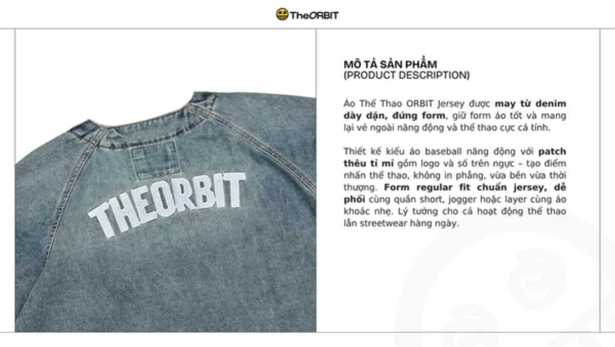COMBO ORBIT Áo BASEBALL DENIM JERSEY + Quần ORBIT Denim Short - Local Brand Chính Hãng