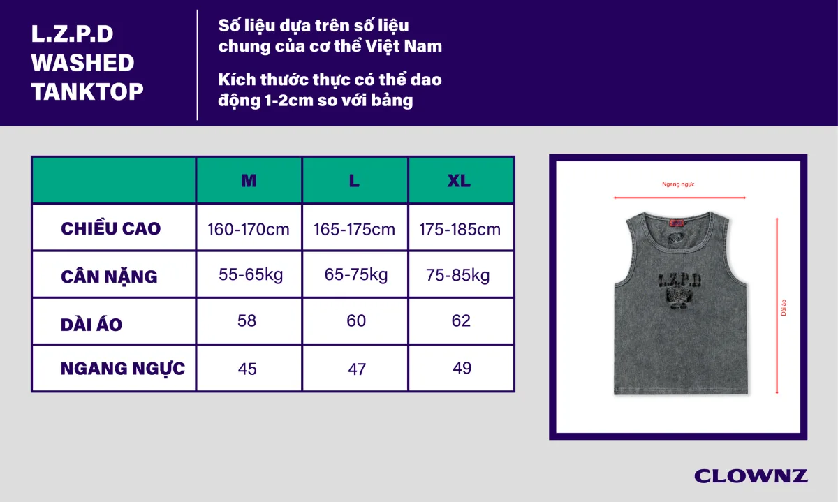 Áo ba lỗ L.Z.P.D Washed Tanktop - Loudzone by ClownZ vải premium rib cao cấp