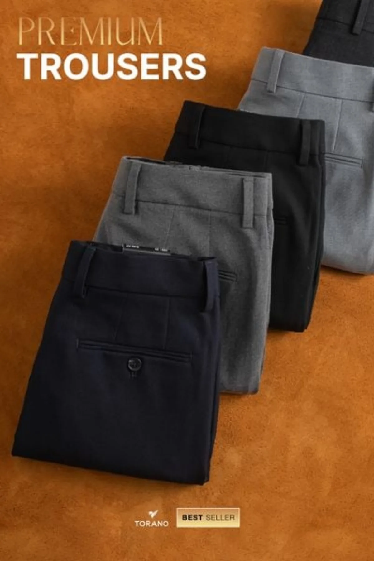Quần âu nam PREMIUM TROUSERS TORANO  slimfit trơn cạp lót in logo lịch lãm, sang trọng GABT002