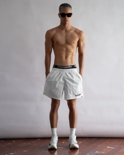 STRESSMAMA FLOATING TRACK SHORTS - WHITE