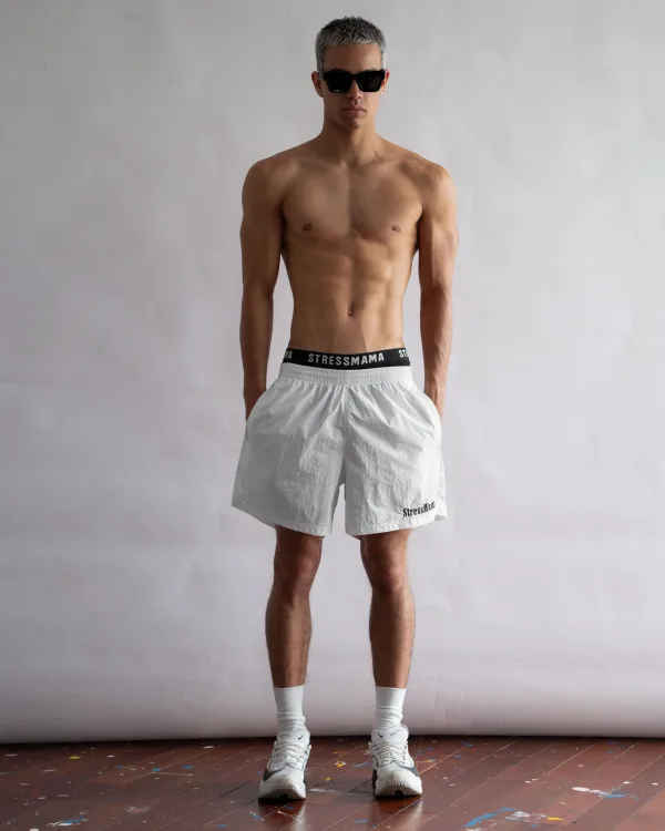STRESSMAMA FLOATING TRACK SHORTS - WHITE
