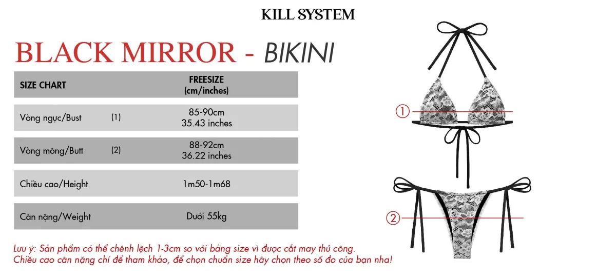 Bikini 2 mảnh hoạ tiết ren sexy BLACK MIRROR - 𝐊𝐈𝐋𝐋 𝐒𝐘𝐒𝐓𝐄𝐌