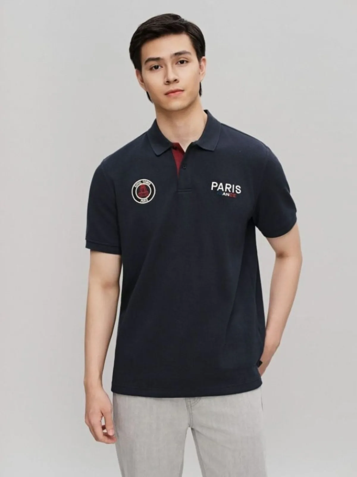 Áo Polo Nam ICONDENIM Hoạ Tiết Paris Form Regular PLID0226